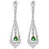 Diamond, Emerald and 18K Earrings