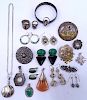 20 PIECES STERLING SILVER JEWELRY & 2 PERFUME BOTTLES