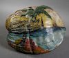 PALM BEACH 1930s Painting on Coconut