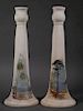 Florida Pottery Candlestick Holders, Handpainted