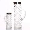 SPIRAL GLASS PITCHERS WITH SILVER RIMS
