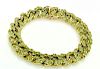 Estate 18k Gold Green Peridot Cuban Link 7" Bracelet