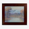 Edward T. Hurley for Rookwood, Vellum plaque (Mountain Over Lake)