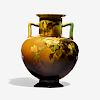 Albert R. Valentien for Rookwood, large Standard Glaze Light vase with hibiscus