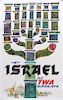 David Klein Israel TWA Color Lithograph Poster