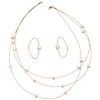 NECKLACE AND EARRINGS SET WITH CULTURED PEARLS. 14K YELLOW GOLD