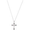 CHOKER AND CROSS WITH DIAMONDS. 14K AND 18K WHITE GOLD