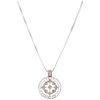 NECKLACE AND PENDANT WITH DIAMOND. 14K WHITE GOLD
