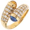 SAPPHIRES AND DIAMONDS RING. 18K YELLOW GOLD