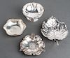 Silver Leaf Motif Dish & Others, Group of 4