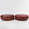 Pair of Large Chinese Red Lacquer and Parcel-Gilt Lobed Boxes