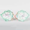 Pair of Worchester Porcelain Leaf-Shaped Dishes