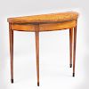 George III Polychrome Painted Satinwood D-Shaped Card Table