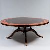 Large Regency Style Faux Tortoiseshell and Red Painted and Parcel-Gilt Dining Table