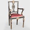 Italian Neoclassical Painted and Parcel-Gilt Armchair