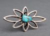 Navajo Indian Silver & Turquoise Flower Motif Ring