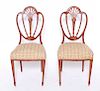 Hepplewhite Style Marquetry Inlaid Side Chairs, Pr