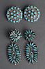 Group of Navajo Silver Turquoise Earrings 2 Pr
