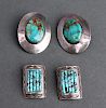 Group of Navajo Silver & Turquoise Earrings 2 Pr