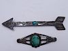 2 STERLING SILVER &  TURQUOISE PINS INC. ARROW