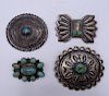 4 STERLING SILVER & TURQUOISE PINS INC.. P. SHORTY