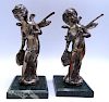 PR. SILVERED BRONZE FIGURES ON MARBLE BASES