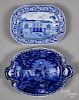 Two Historical blue Staffordshire trays