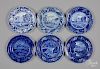 Six Historical blue Staffordshire luncheon plates