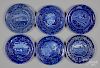 Six Historical blue Staffordshire plates