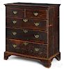 New England painted maple semi-tall chest