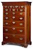 Chester County Queen Anne walnut tall chest