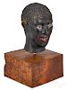 Black Americana carved and painted head of a man