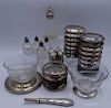 MISCELLANEOUS LOT STERLING & CRYSTAL PCS. INC. COASTERS & SHAKERS