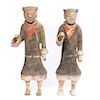 Two Han Dynasty Painted Pottery Standing Warriors