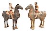 Two Han Dynasty Equestrian Pottery Figures