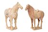 Two Tang Dynasty Polychrome Painted Ceramic Horses