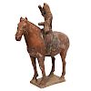 Chinese Tang Dynasty Painted Pottery Equestrian