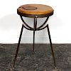 Contemporary Sculptural Side Table Iron & Wood