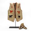 Native American 2 Pc. Set, Beaded Vest & Shoes
