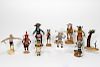 Ten Hand Painted & Carved Kachina Dolls