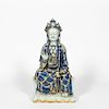 Chinese Qing Style Blue and White Crowned Buddha