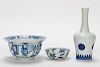Group, Three Chinese Blue & White Porcelain Items