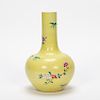 Chinese Famille Jaune Tianqiupin Floral Motif Vase