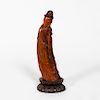 Carved Horn Quanyin Figure on Stand