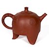 Chinese Yixing Zisha Tripod Signed Clay Teapot
