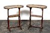 Two French Marble Inset Kidney Work Tables
