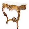 19th C. Louis XV Style Giltwood and Onyx Console