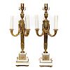 Pair, Louis XVI Style Bronze & Marble Lamps