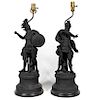 Pair, Late 19th Century Figural Roman Table Lamps