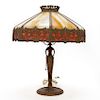 C. 1920 Two-tone Cast lron & Slag Glass Table Lamp